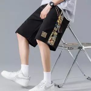 빅사이즈 쿨바지 버뮤다팬츠 곰돌이자수 남자반바지 (WFK680V)