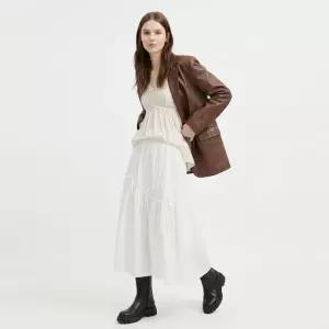 [샵앤] 여성 밴딩 캉캉 사선 리본 플레어 롱스커트 EGG-WSK-21027