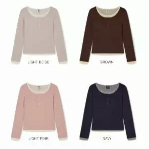 WHOAU 레이어드 헨리넥 롱 슬리브 티셔츠 WHLAG2283FSG