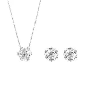 [신세계라이브쇼핑]스와로브스키 5691486 Idyllia 눈꽃 플라워 귀걸이 목걸이 세트