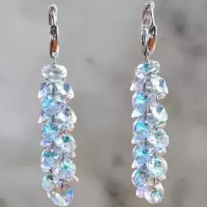 여성 크리스탈 샹들리에 롱드롭 원터치 귀걸이