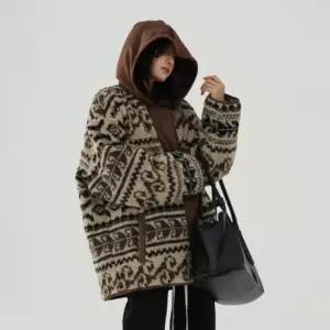 남녀공용 겨울 노르딕 후리스 뽀글이 오버핏 집업 자켓