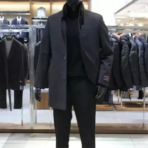 바쏘 24 FW 프리미엄 안감 래빗 풀FUR 탈착 고급 울 캐시미어 90/10 하프코트 다크차콜