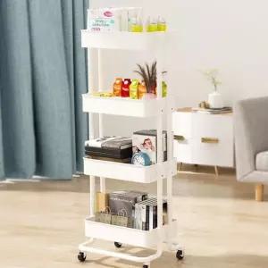 [룽스]트롤리 수납 경략랙 무빙 철제 카트 팬트리수납 4단