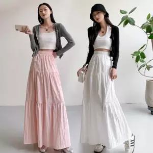 벨리나 허리밴딩 주름 롱스커트 SD-250403 롱치마