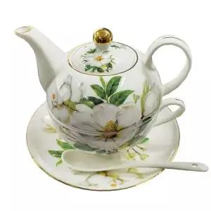 B다알리아 도자기 티포원 세트 찻잔 차주전자 티스푼