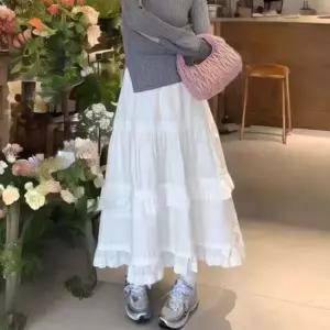 러블리혜 캉캉 플레어 롱스커트 프릴 밴딩 펀칭 A라인 펀칭