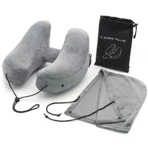 [룽스]차량용 에어 목베개 여행용목배개 쿠션 H형 그레이