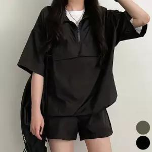 아노락 세트 여자 트레이닝복 반바지 반집업 여름 WFLPTRU