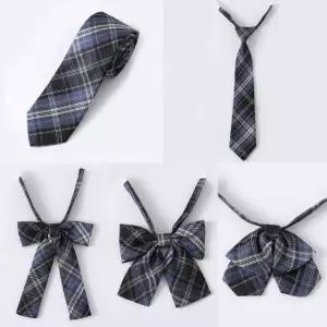 네이비블루 더블사선체크 여자 넥타이 5종 교복 학생 (WFKIWTS)