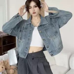유행타지않는 여성 크롭 청자켓 데님 청카바 루즈핏 WFLQDDW