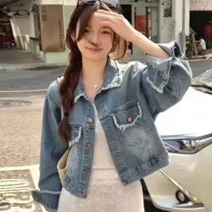 스타일 청 자켓 여자 항공 가죽 잠바 캐주얼 WFLQVO9