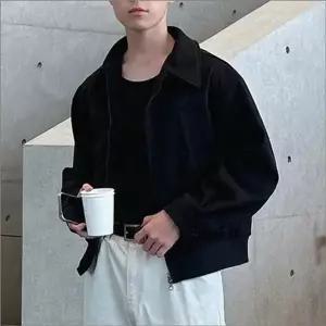 남성 간절기 스웨이드 카라자켓 집업 블루종 아우터 2색 (WFKJRBD)