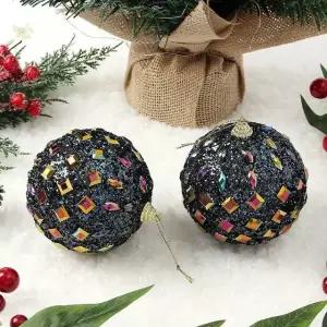 글리터 장식공 2p세트 반짝이 장식볼 크리스마스 쥬얼리 파티 용품 10cm (WFKJJX3)