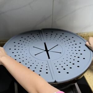 프라이팬용 스플래시 가드 식기세척기용 접이식 기름 튀김 방지 커버 실리콘 스플래터 쉴드 베이컨 요리용