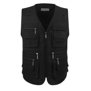 오우 야 울프 남성 포플린 아웃도어 여행 스포츠 멀티 포켓 작업용 낚시 조끼