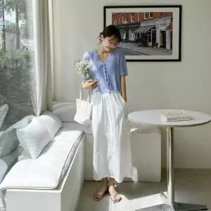 고품질 밴딩 h라인스커트 스토퍼 켈비스 롱스커트 데님 데님스커트 (WFKL1O3)