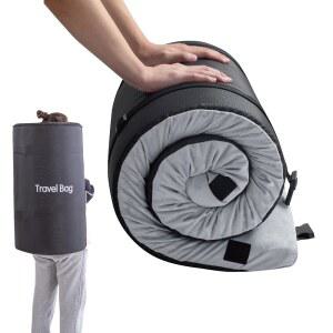 메모리 폼 캠핑 매트리스 2.5인치, 간이 침대 패드, 방수 및 미끄럼 방지 바닥이 있는 싱글 스몰 휴대용 롤업 수면 토퍼, 여행 가방이 캠핑카 매트, 72인치 24인치 2.5인치, 그레이