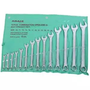 아사히 스패너 미리미터 콤비네이션렌치세트 14PCS 규격10-32