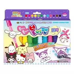 캐릭터 플러스 불어펜 12색 아트 마커 컬러펜 지구화학 창의력 그림펜