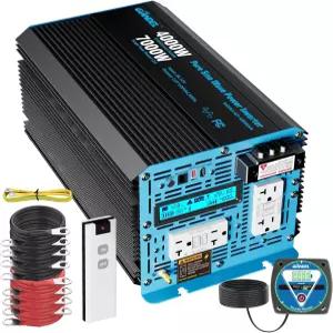 지안델 4000W 순수 사인파 파워 인버터 12V~120V AC 7000W 서지 모든 12V 배터리 듀얼 리모컨 UL 상장 GFCI