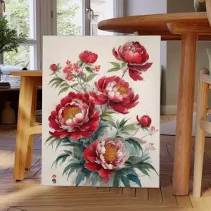 풍수 동양화 부귀화 모란꽃 인테리어 그림액자 01 화개부귀홍목단화 캔버스액자 31x41cm