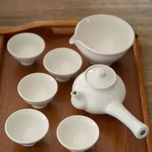 [룽스]미색 다도구 다기세트 전통 찻잔 선물용 5인