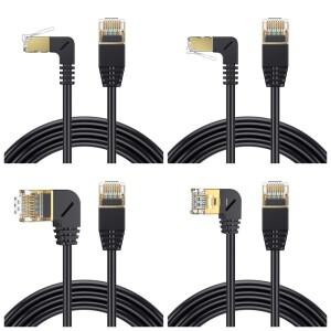 90도 각도 CAT6a CAT7 UTP 이더넷 네트워크 케이블 RJ45 패치 LAN 숏 (노트북 ADSL 모뎀용)