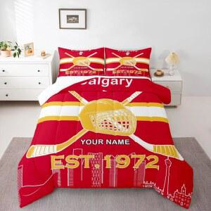 스브리달 맞춤형 스포츠 이불 풀, 청소년용 아이스하키 애호가 침구 세트, 헬멧 하키 삽입 3Pcs 가벼운 보온 기능