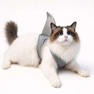 Pawcraitan 반려동물 맞춤형 반려견 고양이 맞춤 후드티, 스포티 룩, 재미있는 선물, 할로윈 홀리데이 (스탠딩 핀이 있는 상어, 작은)