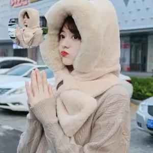 밍크털후드 목도리모자 페이크퍼 털모자 넥워머머플러
