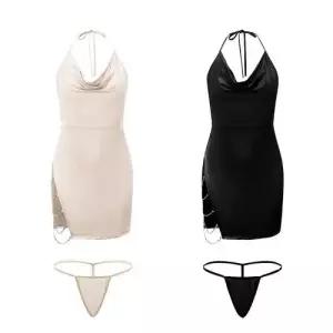 란 세트 옆트임 홀터넥 여친선물 슬립 WF55030