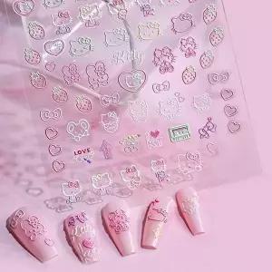 네일아트 올록볼록 귀욤 냥이 케릭터 키티 엠보스티커-WFHTR5Z