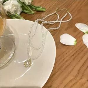 드롭진주목걸이 레이어드목걸이 여성데일리목걸이 패션목걸이 초커 목줄 비즈목걸이