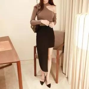 데님롱 언발 랩버클 랩 데님 롱 린넨 레더 미 (WFKKHN8)