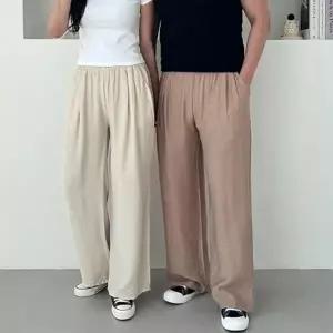 면바지 스판 긴바지 세미 여자바지 루즈핏 일자 코디 (WFKL6L8)