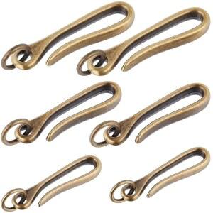 크라스피어 6Pcs 3사이즈 U자형 고리 열쇠고리 식 낚싯바늘 티베트 족쇄 점프 링 합금 솔리드 앤티크 브론즈 버클 포켓 홀더 남성 지갑 지갑용