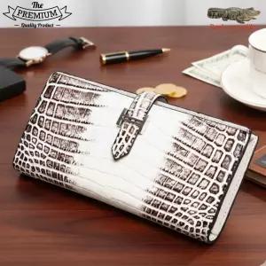 100% 진짜 악어가죽 뱃가죽 남성 수제 천연 핸드메이드 악어가죽지갑 장지갑 경량 크로커다일 클러치백