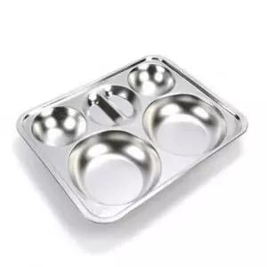 성인용식판 849VXP14 캠핑식판 스텐 원형 4찬 식판 0.4T