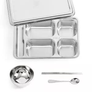 온 393PMY25 스테인리스 4구 식판 풀세트 수저칸 뚜껑 특대