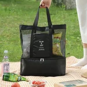 피크닉 망사 메쉬 캠핑 가방 건습 분리 비치백 코디 (WFKN4MX)