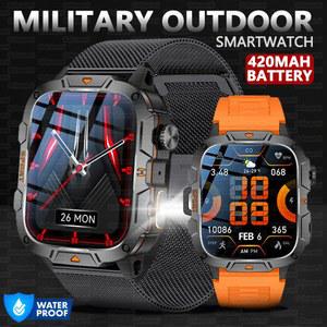 2025년 신형 러기드 밀리터리 GPS 스마트워치 남성용 블루투스 통화 건강 모니터링 AI 음성 스포츠 방수