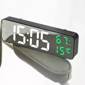 직사각 벽걸이 시계 디지털 전자 온습도 led 벽걸이 시계 알람 탁상용 기능 탁상