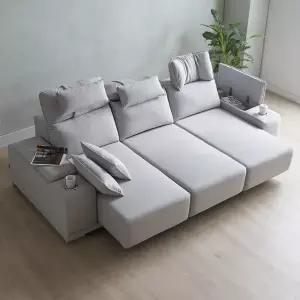 에보니아 루엔 모션 슬라이딩 리클라이너 쇼파 4인용 아쿠아스웨이드텍스 기본형 (콘솔박스 선택)