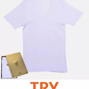 (트라이) 순면 100 소재 100수 편안한 남성 노블라인 반팔 런닝백색티 이너 라운드 기본 러닝 남자