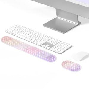 젤 컴퓨터 가정용 퍼플 쿨 받침대 세트 노트북용 패드 사무실 지지대핑크 마우스 받침대 인체공학적 키보드 손목 마우스용 아리세