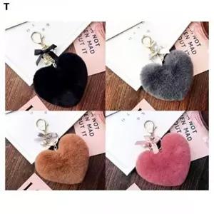 퍼 인기 털방울 하트 키링 감성-WFI1GF0