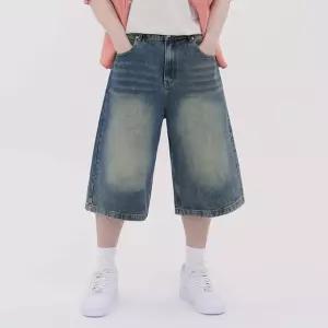 해비 워싱 버뮤다 루즈핏 7부 데님 하프팬츠 남녀공용 (3COLOR)