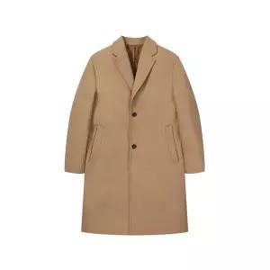 [롯데백화점]본매그넘 양말사은 싱글 너치드 수입원단 세미오버핏 롱 베이지 모직 코트 BNEWHA582