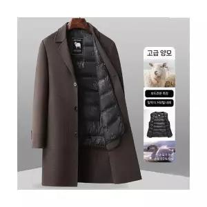 남자 하프 코트 리버시블 울 가을 겨 캐주얼 기장 구스다운 내피 탈부착 모직 원픽4